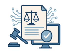 Illustration of legal documents in a modern office